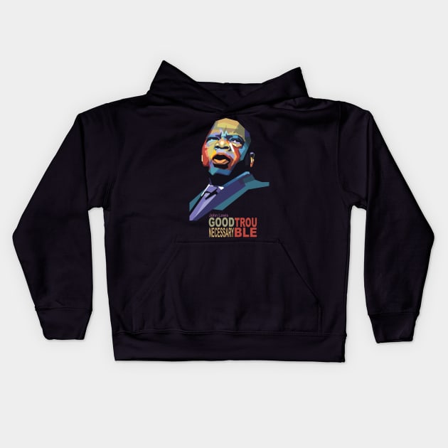 John Lewis Good Trouble Kids Hoodie by Alkahfsmart